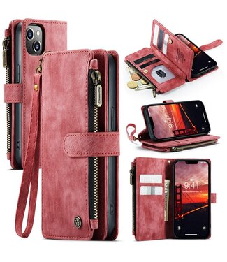 Rood Pasjeshouders Wallet Hoesje iPhone 15 Plus