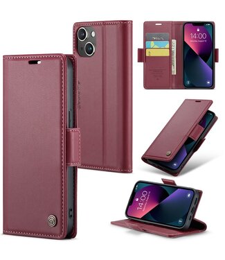 Rood RFID Valbestendig Bookcase Hoesje iPhone 15 Plus