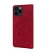 SoFetch Rood Mandala Bookcase Hoesje met Polsbandje voor de iPhone 15 Plus