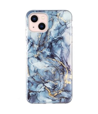 SoFetch Blauw Marmer TPU Hoesje met Polsbandje iPhone 15 Plus