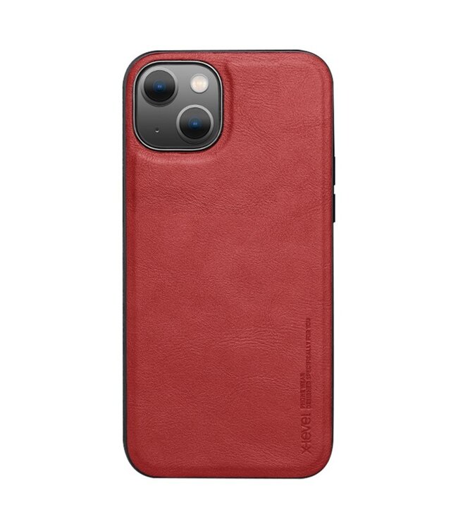 X-Level Bordeaux Rood Faux Leder Hoesje voor de iPhone 15 Plus