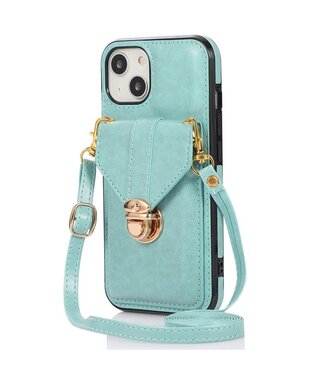 SoFetch Cyaan Wallet Faux Leder Hoesje iPhone 15 Plus