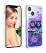 SoFetch Paars Uilen Glitters TPU Hoesje met Koord voor de iPhone 15 Plus