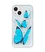 SoFetch  Blauwe Vlinders Glitters TPU Hoesje voor de iPhone 15 Plus