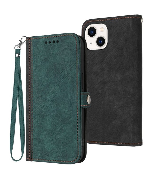 SoFetch Groen / Zwart Bookcase Hoesje voor de iPhone 15 Plus