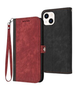SoFetch Rood / Zwart Bookcase Hoesje iPhone 15 Plus