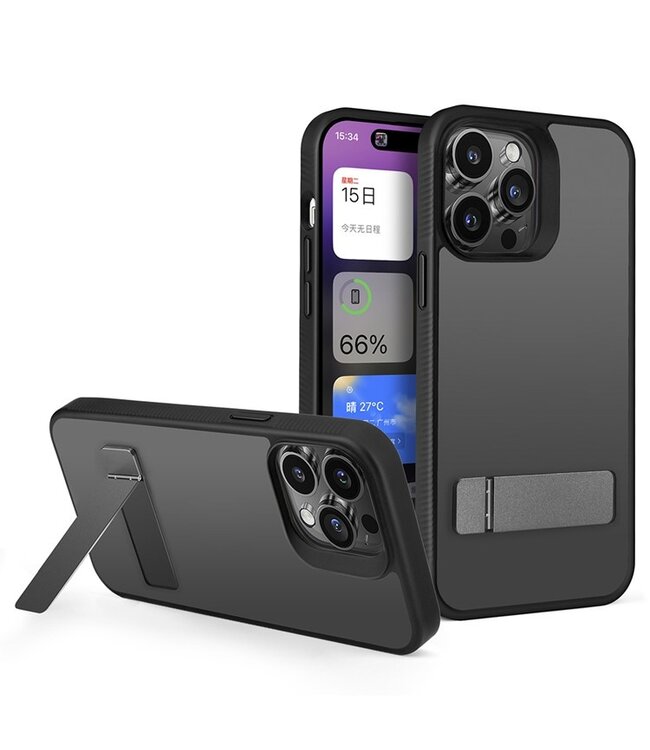 SoFetch Zwart Houder Hybride Hoesje voor de iPhone 15 Plus