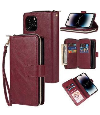 SoFetch Bordeaux Rood Portemonnee Bookcase Hoesje iPhone 15 Plus