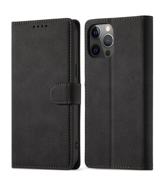 SoFetch Zwart Mat Booktype Hoesje iPhone 15 Plus