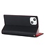 SoFetch Zwart / Rood Litchee Bookcase voor de iPhone 15 Plus