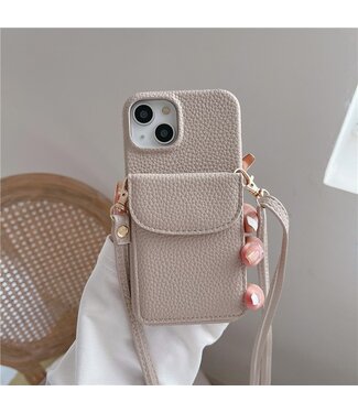 SoFetch Kaki Pasjeshouder Faux Leder Hoesje iPhone 15 Plus