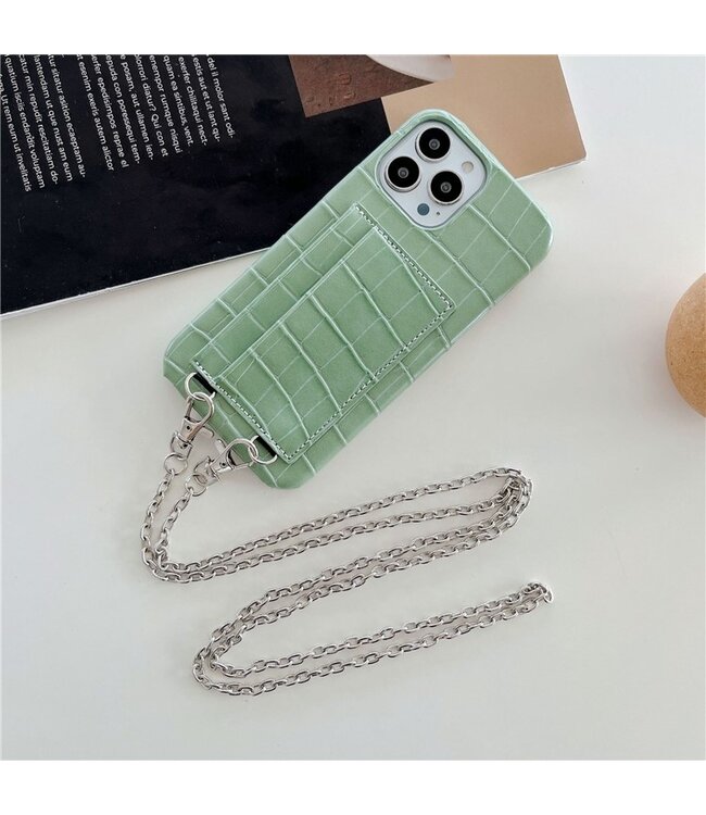 SoFetch Mintgroen Krokodillen Faux Leder Hoesje voor de iPhone 15 Plus