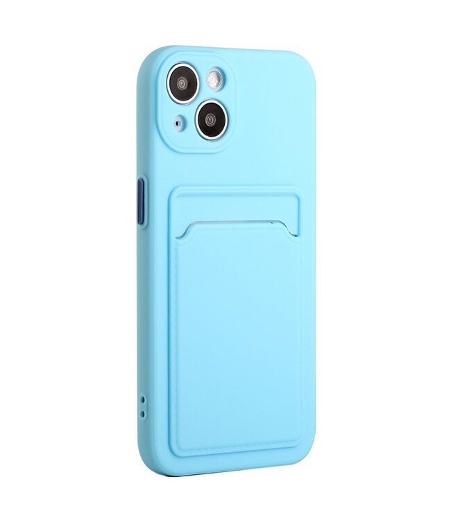 SoFetch Hemelsblauw Pasjeshouder TPU Hoesje voor de iPhone 15 Plus