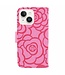 SoFetch Roze Camelia Bookcase Hoesje met Polsbandje voor de iPhone 15 Plus