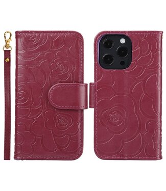 SoFetch Bordeaux Rood Camelia Bookcase Hoesje iPhone 15 Plus