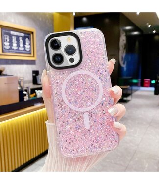 SoFetch Roze MagSafe Glitters TPU Hoesje iPhone 15 Plus