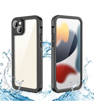 Redpepper Zwart / Transparant Waterdicht Fullbody Hoesje iPhone 15 Plus