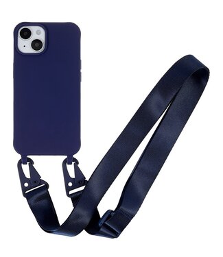 SoFetch Donkerblauw Mat TPU Hoesje met Koord iPhone 15 Plus