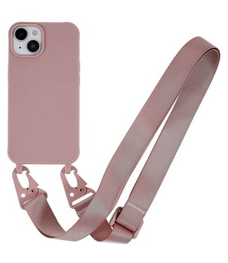 SoFetch Roze Mat TPU Hoesje met Koord iPhone 15 Plus