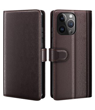 SoFetch Bruin Splitleder Bookcase Hoesje iPhone 15 Pro