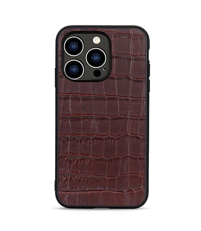 SoFetch Bruin Krokodillen Faux Leder Hoesje voor de iPhone 15 Pro