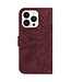 SoFetch Bordeaux Rood Zonnebloem Bookcase Hoesje voor de iPhone 15 Pro