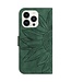 SoFetch Donkergroen Zonnebloem Bookcase Hoesje voor de iPhone 15 Pro