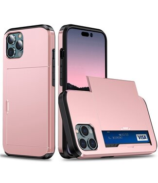 SoFetch Rosegoud Pasjeshouder Hybride Hoesje iPhone 15 Pro