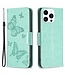 SoFetch Groen Vlinders Bookcase Hoesje voor de iPhone 15 Pro