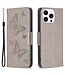 SoFetch Grijs Vlinders Bookcase Hoesje voor de iPhone 15 Pro