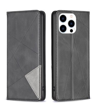 SoFetch Zwart Modern Bookcase Hoesje iPhone 15 Pro