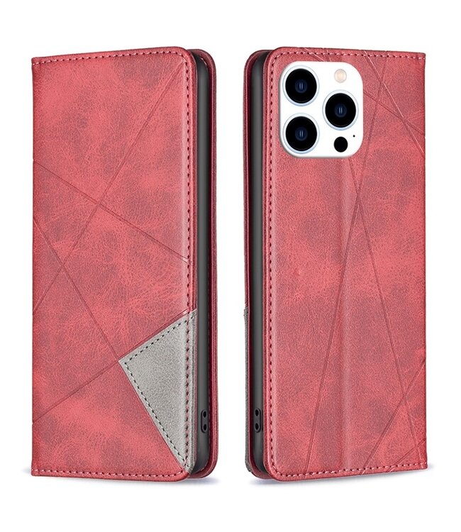 SoFetch Rood Modern Bookcase Hoesje voor de iPhone 15 Pro