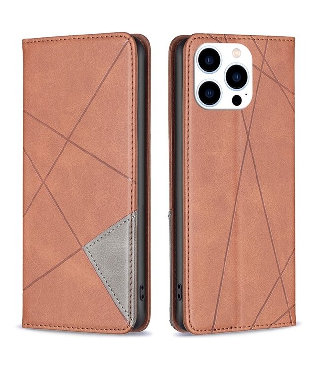 SoFetch Bruin Modern Bookcase Hoesje voor de iPhone 15 Pro
