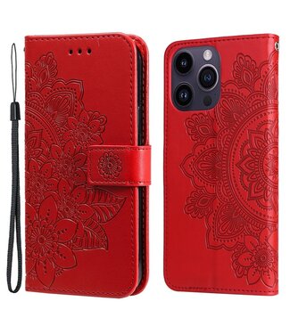 SoFetch Rood Mandala Bookcase Hoesje iPhone 15 Pro