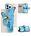 SoFetch  Blauw Vlinder Bookcase Hoesje voor de iPhone 15 Pro
