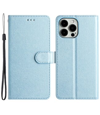 SoFetch Hemelsblauw Zijde Bookcase Hoesje met Koord iPhone 15 Pro