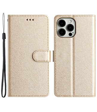 SoFetch Goud Zijde Bookcase Hoesje met Koord iPhone 15 Pro
