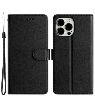 SoFetch Zwart Zijde Bookcase Hoesje iPhone 15 Pro