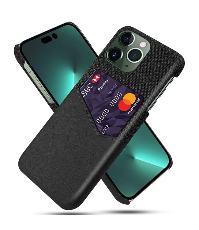 SoFetch Zwart Pasjeshouder Zakelijk Faux Leder Hoesje voor de iPhone 15 Pro