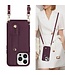 SoFetch Bordeaux Rood Pasjeshouder Wallet Hoesje met Koord voor de iPhone 15 Pro