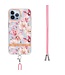 YB Roze Gardenia TPU Hoesje met Koord voor de iPhone 15 Pro