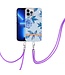 YB Blauw Pieon TPU Hoesje met Koord voor de iPhone 15 Pro