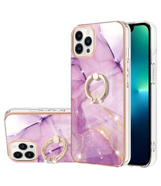 YB Paars Marmer TPU Hoesje iPhone 15 Pro