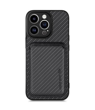 SoFetch Zwart Pasjeshouder Faux Leder Hoesje iPhone 15 Pro
