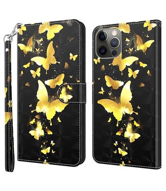SoFetch Gouden Vlinders Bookcase Hoesje iPhone 15 Pro