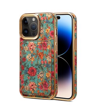 SoFetch Pasjeshouder Bloemen Hybride Hoesje iPhone 15 Pro