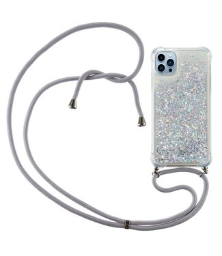 SoFetch Zilver Glitters TPU Hoesje met Koord iPhone 15 Pro