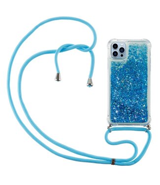 SoFetch Blauw Glitters TPU Hoesje met Koord iPhone 15 Pro