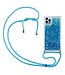 SoFetch Blauw Glitters TPU Hoesje met Koord voor de iPhone 15 Pro
