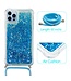 SoFetch Blauw Glitters TPU Hoesje met Koord voor de iPhone 15 Pro
